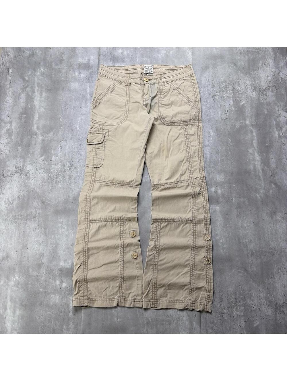 Y2K Beige Aeropostale Grunge Flared Low Rise Cargo Pants
